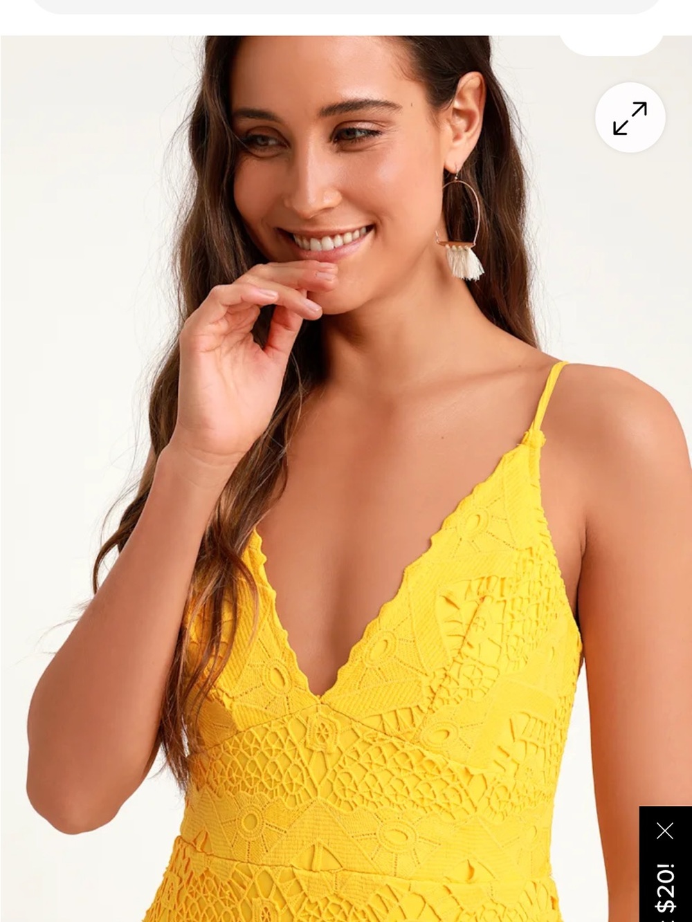 Lulu's Canary Lace V-Neck Midi Dress - Picture 4 of 5